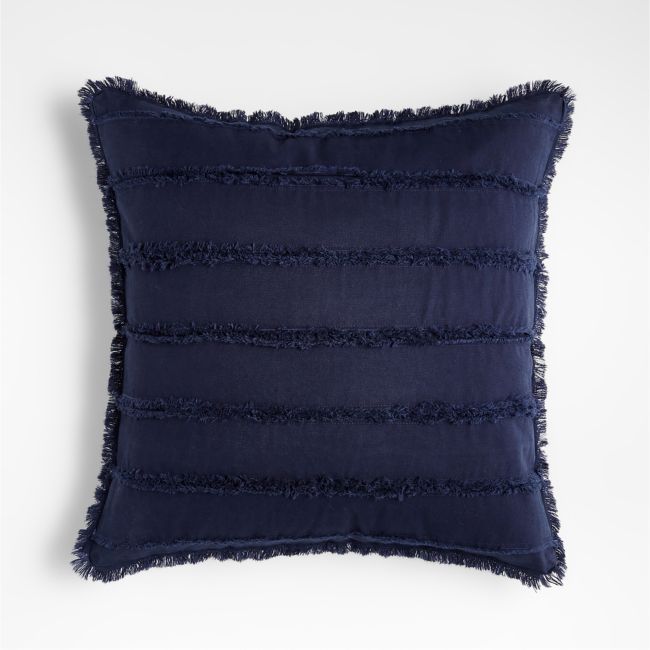 Denim 20" Indigo Blue Pillow Cover with Feather-Down Insert - Image 0
