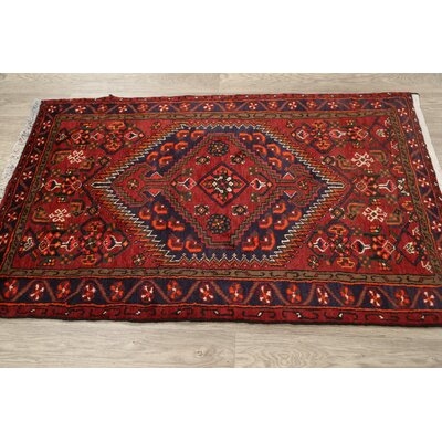 One-of-a-Kind Esra Hand-Knotted 3'1" x 5'1" Wool Area Rug in Red - Image 0