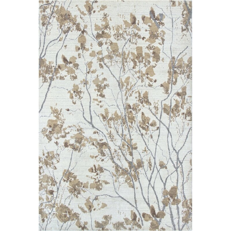 CompanyC Almond Blossom Floral Hand Knotted Wool Ecru Area Rug - Image 0