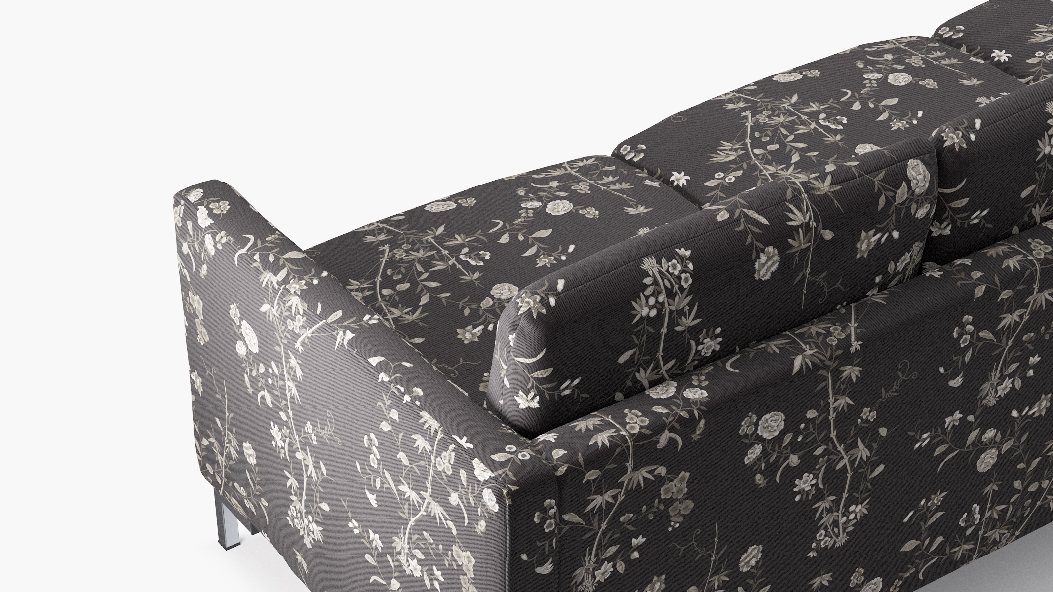 Modern Sofa, Black Bamboo Garden, Chrome - Image 4