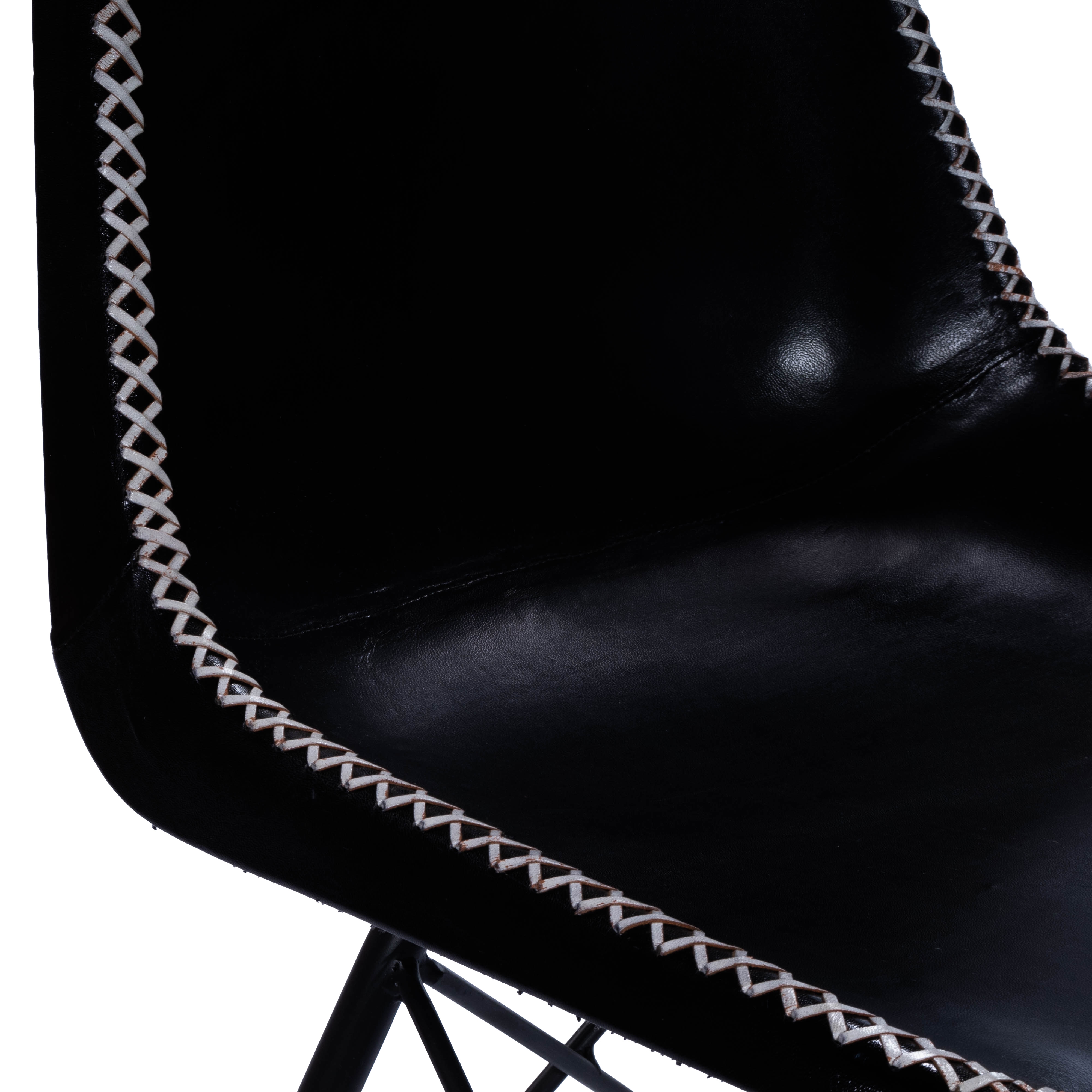 Inland Black Leather Side Chair - Image 2