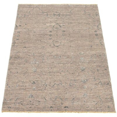 One-of-a-Kind Winder Hand-Knotted 2010s Modern Dark Gray 4' x 5'10" Wool Area Rug - Image 0
