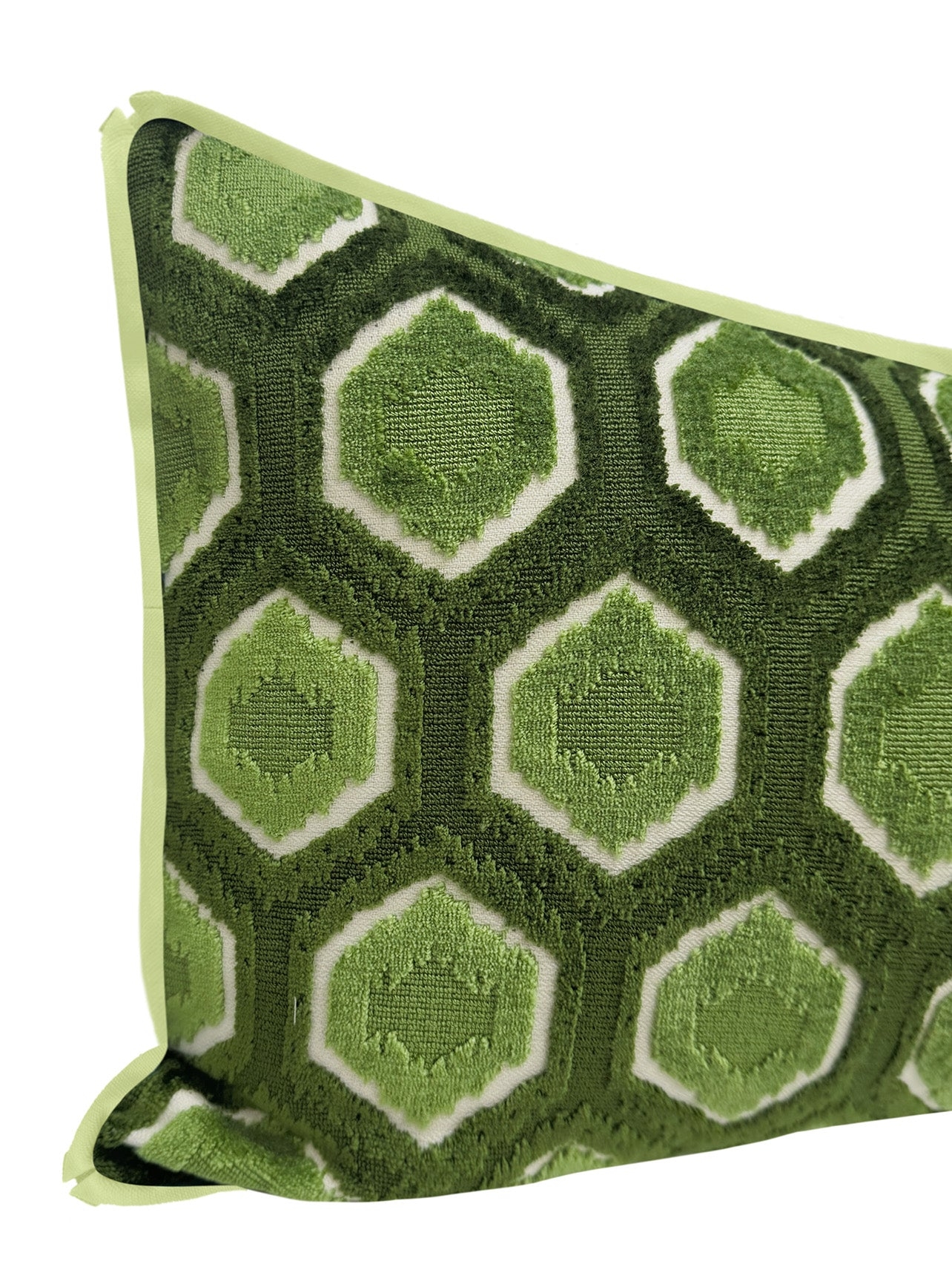 THE XL LUMBAR :: MIA CUT VELVET // OLIVE | LDC - XL LUMBAR 14" X 48" / BUTTERFLY FLANGE / Celadon - Image 2