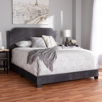 House of Hampton® Studio Amalthea Luxe And Glamour Dark Grey Velvet Upholstered King Size Bed - Image 0