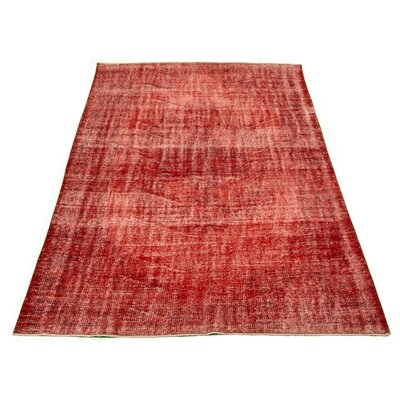 One-of-a-Kind Desmine Hand-Knotted 1980s 5'8" x 8'6" Wool Area Rug in Dark Red - Image 0