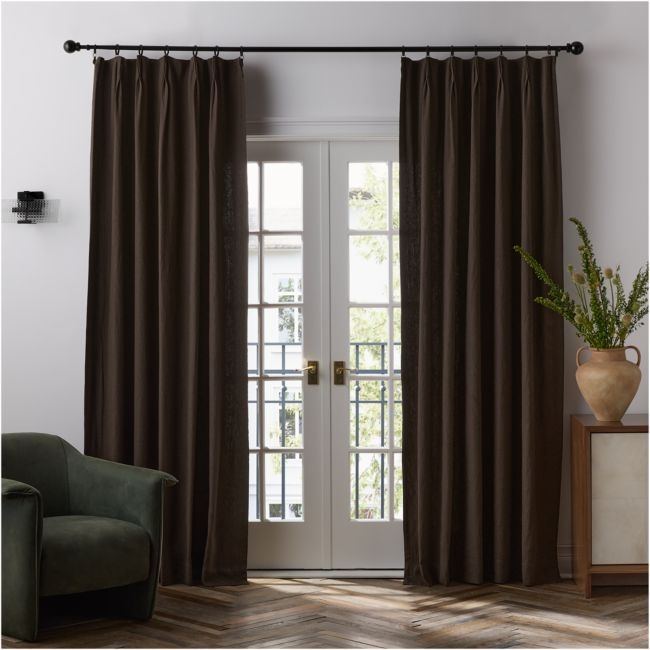 French Pleat Deep Brown Linen Blend Window Curtain Panel 48"x120" by Jeremiah Brent - Image 0