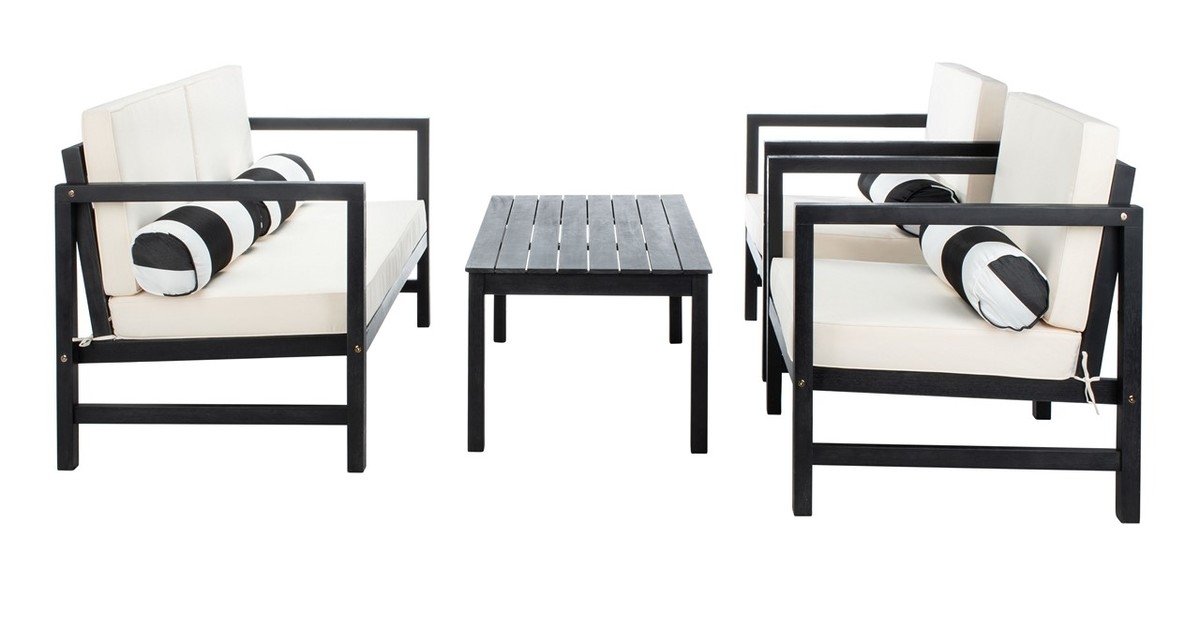 Montez 4 Piece Set - Black/Bge + Bolster P - Safavieh - Image 2