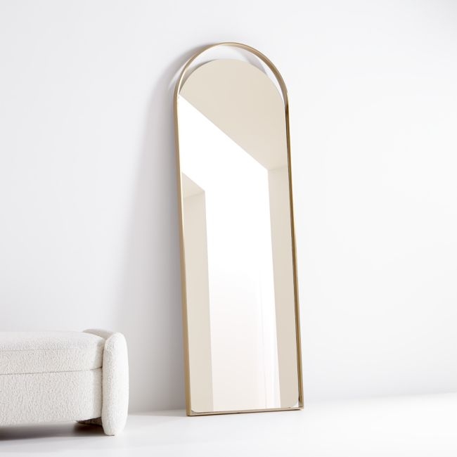 Aosta Brass Arch Cutout Floor Mirror - Image 1