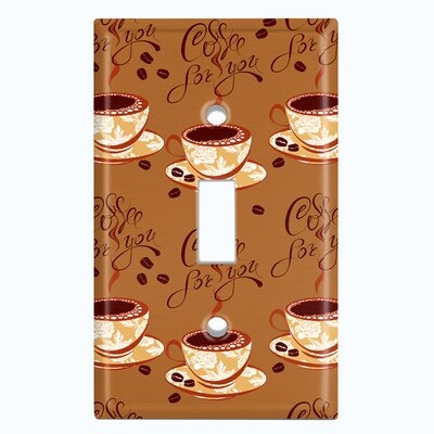 Metal Light Switch Plate Outlet Cover (Coffee Cups Light Brown - Single Toggle) - Image 0