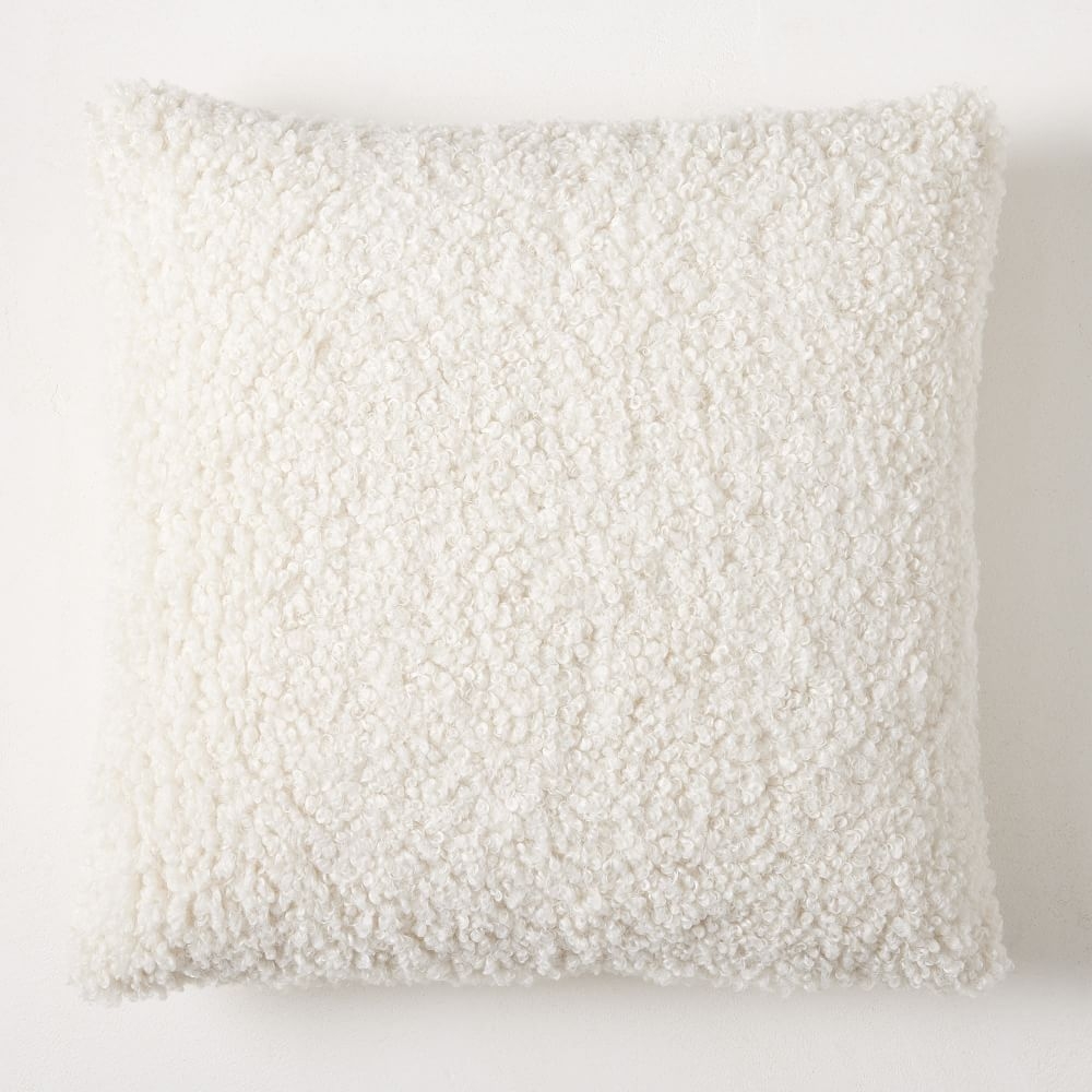 Faux Shearling Pillow Cover, 20"x20", Alabaster - Image 0