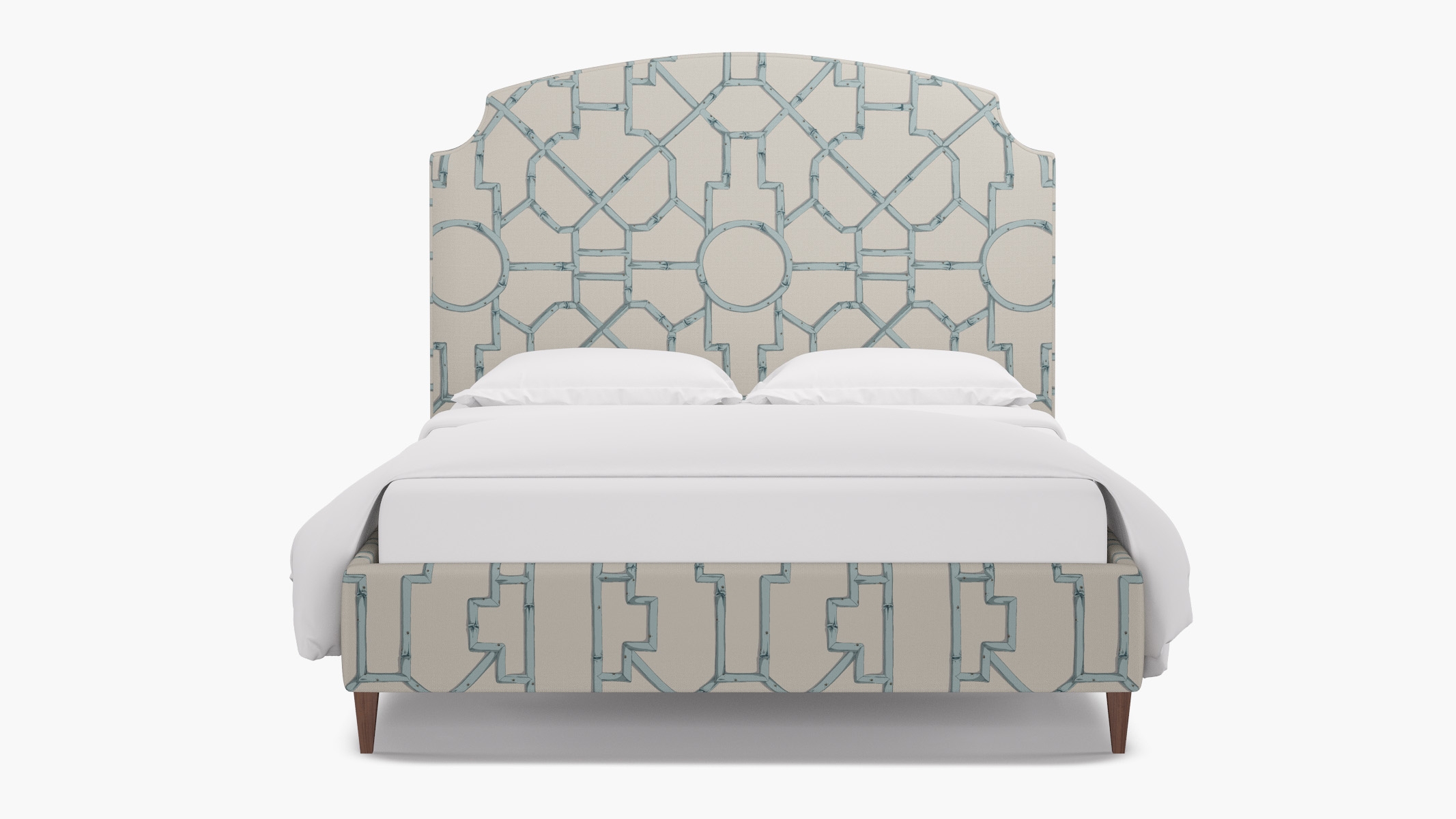 Cove Bed, Blue Baldwin Bamboo, Walnut Square Tapered Leg, King - Image 0