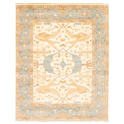 One-of-a-Kind Hand-Knotted New Age 8' x 9'11" Wool Area Rug in Ivory/Blue - Image 0