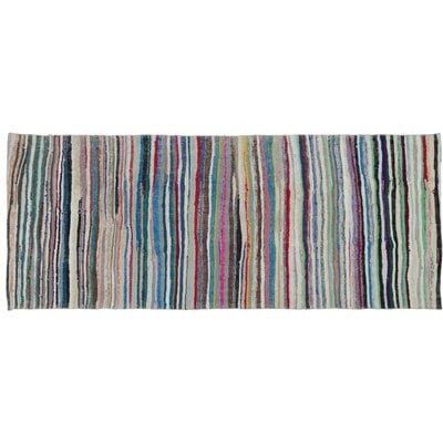 One-of-a-Kind Aspelare Hand-Knotted 1960s Turkish Pink/Blue/Green 4'2" x 10' Runner Area Rug - Image 0
