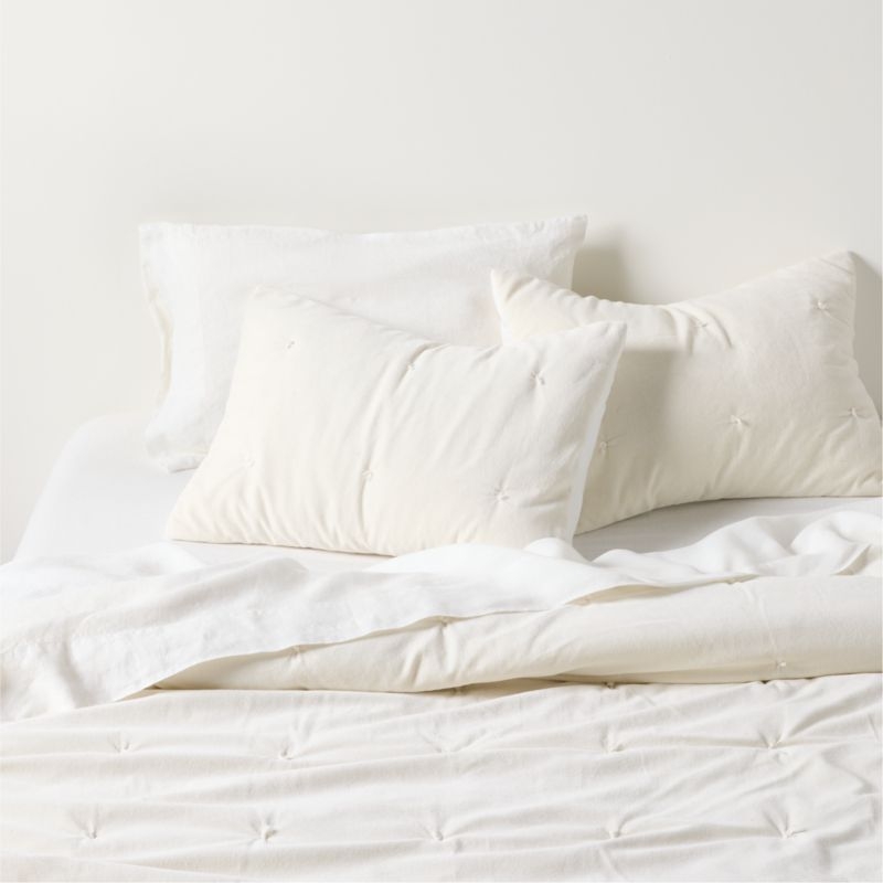Organic Cotton Linen Velvet Arctic Ivory Euro Bed Pillow Sham - Image 2