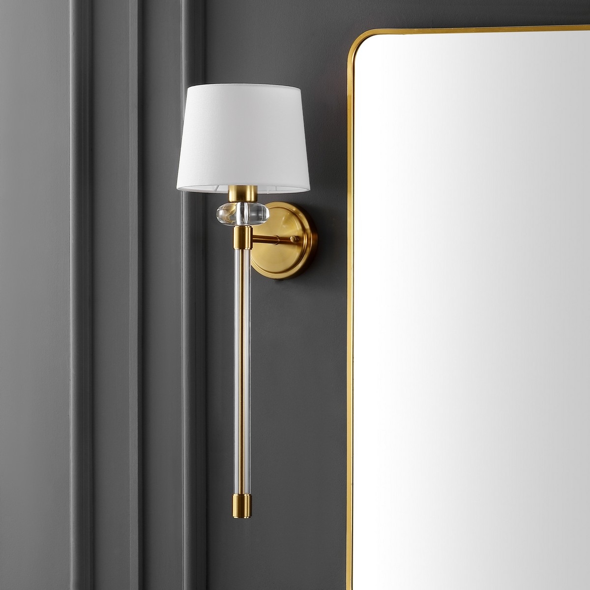 Athene 9" Wall Sconce - Brass / Clear - Safavieh - Image 2