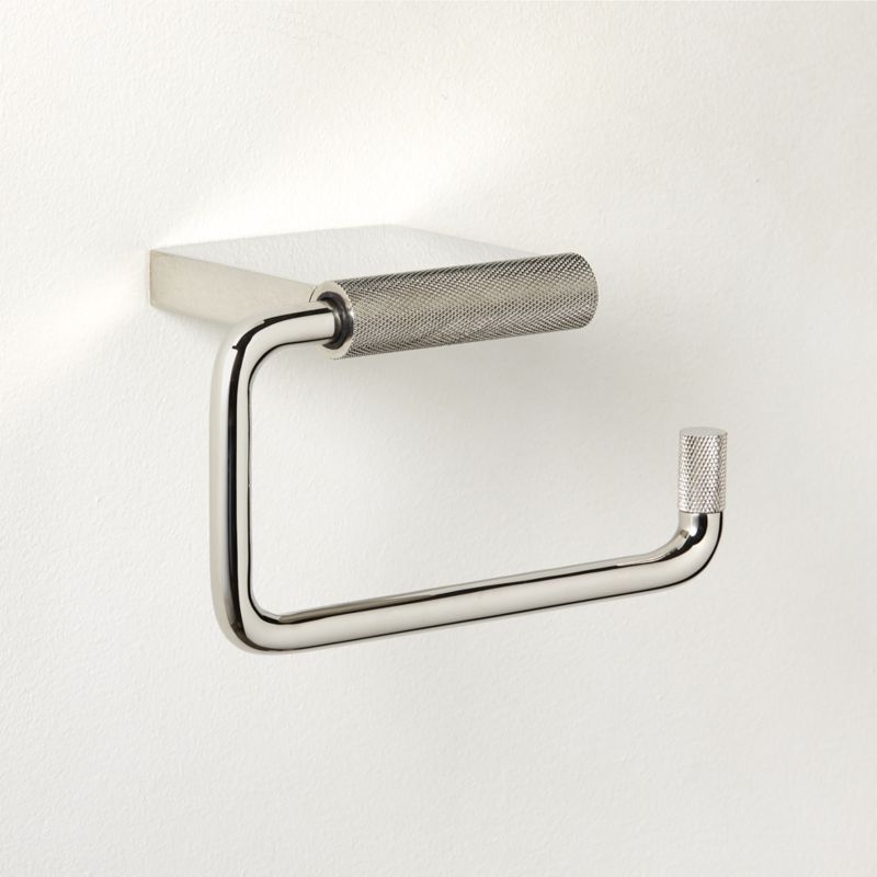 Nicolo Knurled Polished Nickel Wall-Mounted Toilet Paper Holder - Image 1