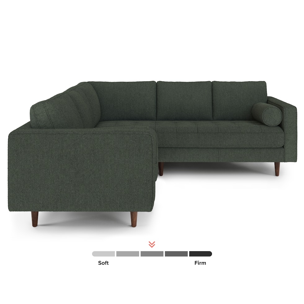 Sven 91" Tufted Corner Sectional - Green Wool Bouclé - Image 2