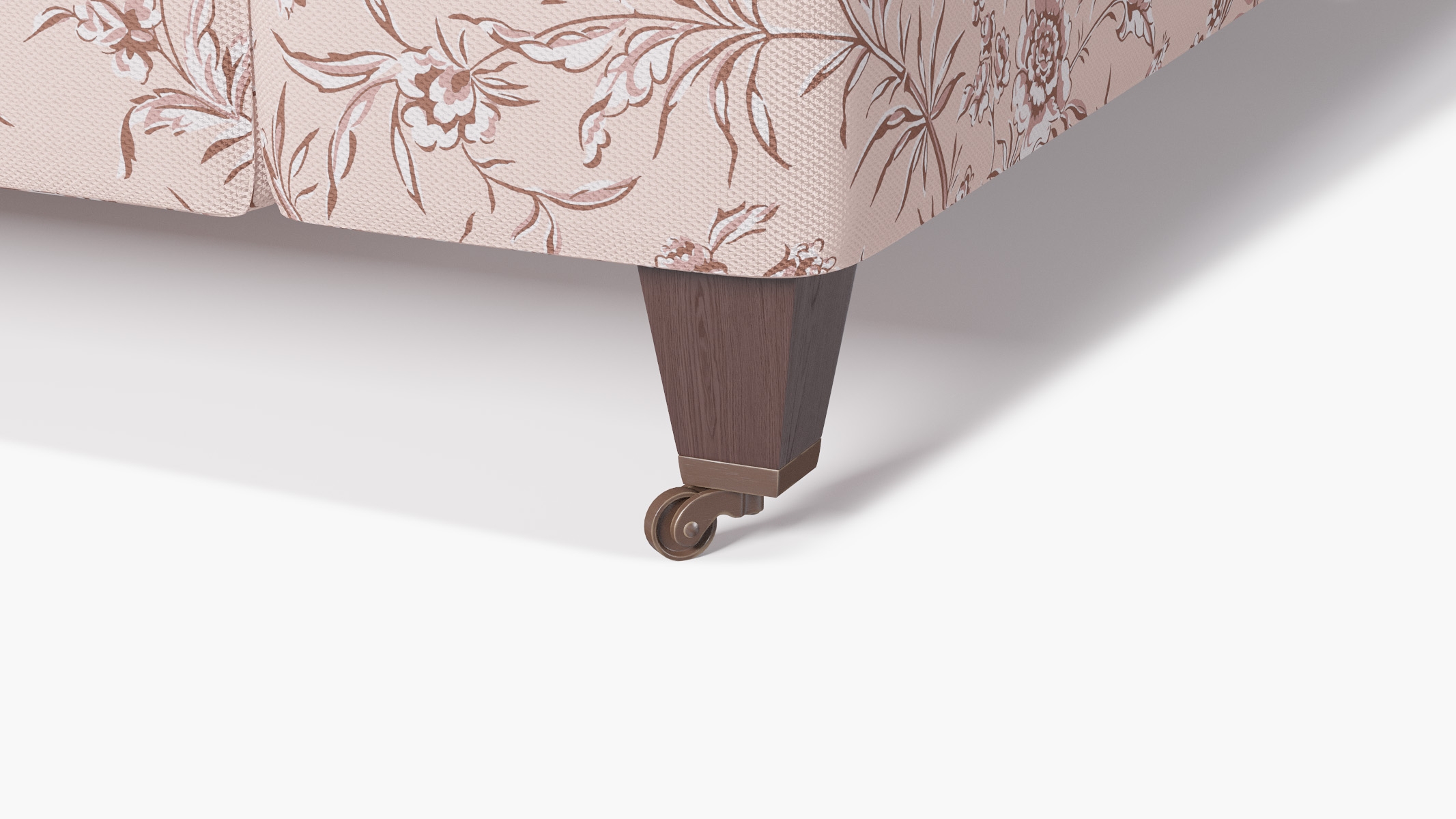 Classic Sofa, Blush Aviary, Espresso with Antique Brass Caster - Image 1