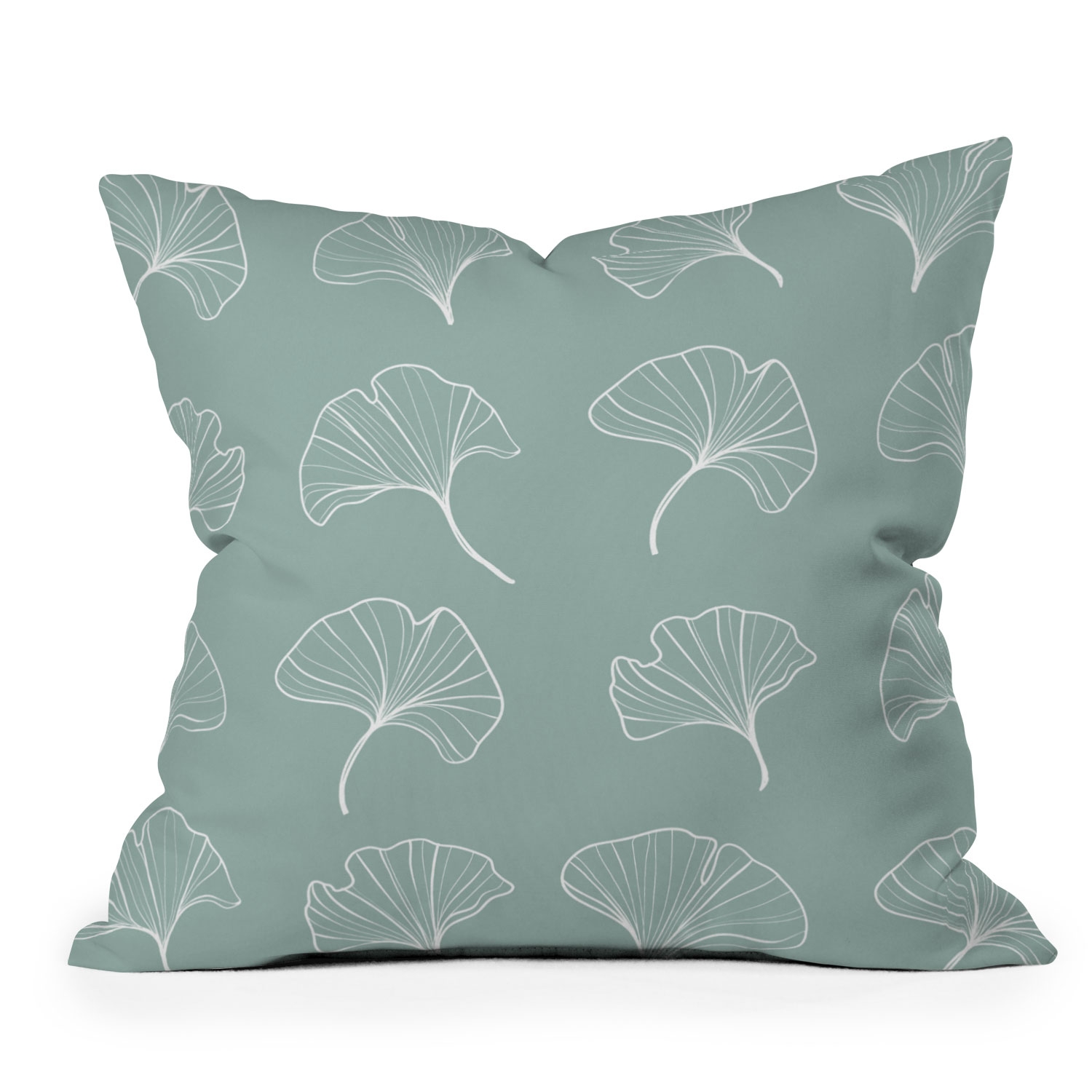 Teal Ginkgo Leaves by Kelly Haines - Outdoor Throw Pillow 20" x 20" - Image 0