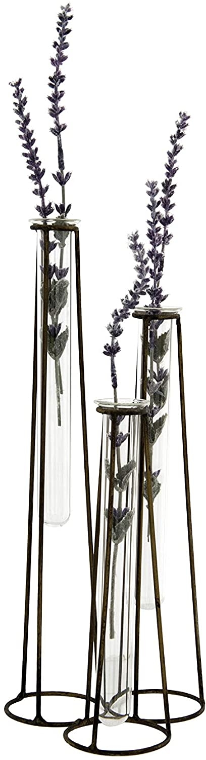 Three Test Tube Bud Vases in Metal Stand - Image 3