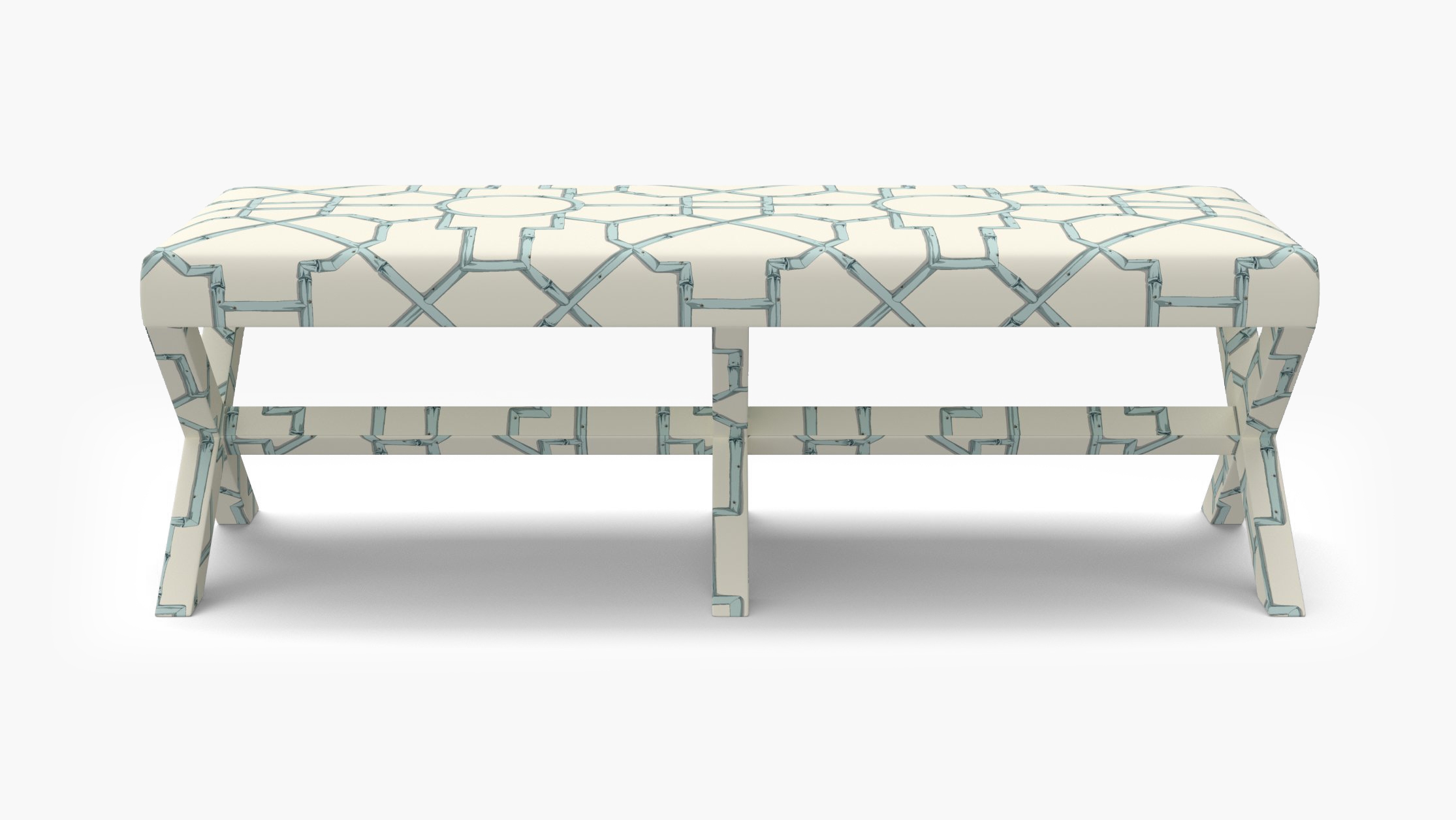 Double X Bench, Blue Baldwin Bamboo - Image 0