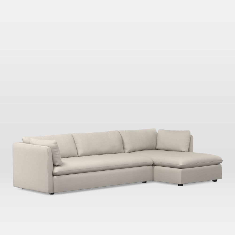 Shelter 105" Right 2-Piece Chaise Sectional, Yarn Dyed Linen Weave, Alabaster - Image 0