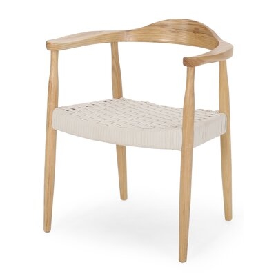 Rosetta Mid-Century Modern Ash Wood With Olefin Rope Seat Papasan Chair - Image 0