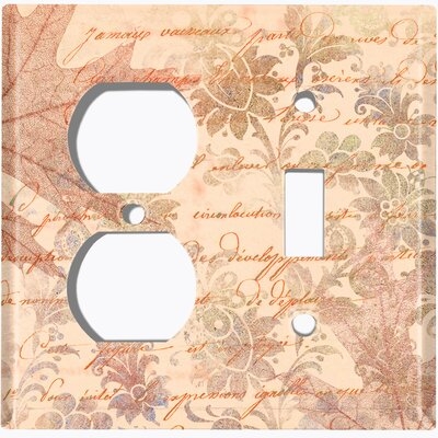 Metal Light Switch Plate Outlet Cover (Light Blue Leaf Letter Writing  - Single Duplex Single Toggle) - Image 0