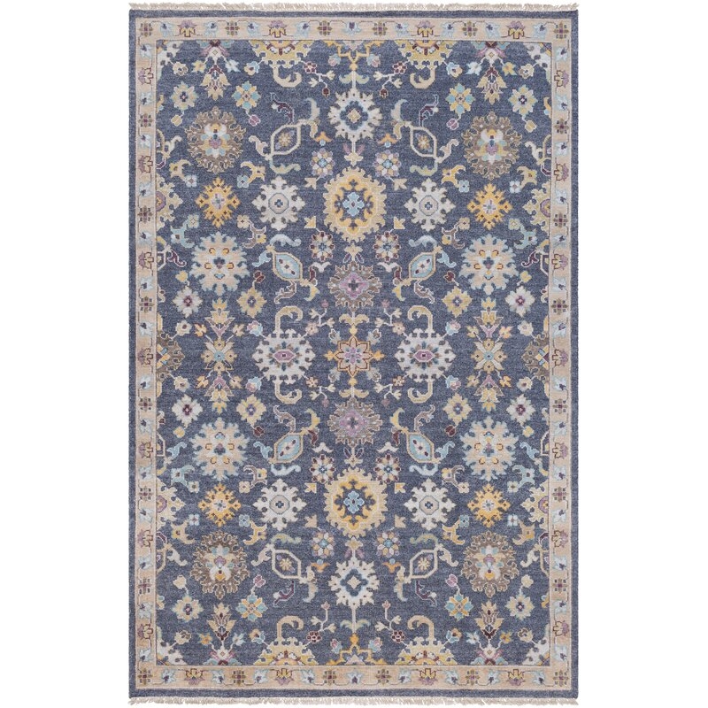 Surya Gorgeous Floral Hand-Knotted Charcoal/Brown Area Rug Rug Size: 2' x 3' - Image 0
