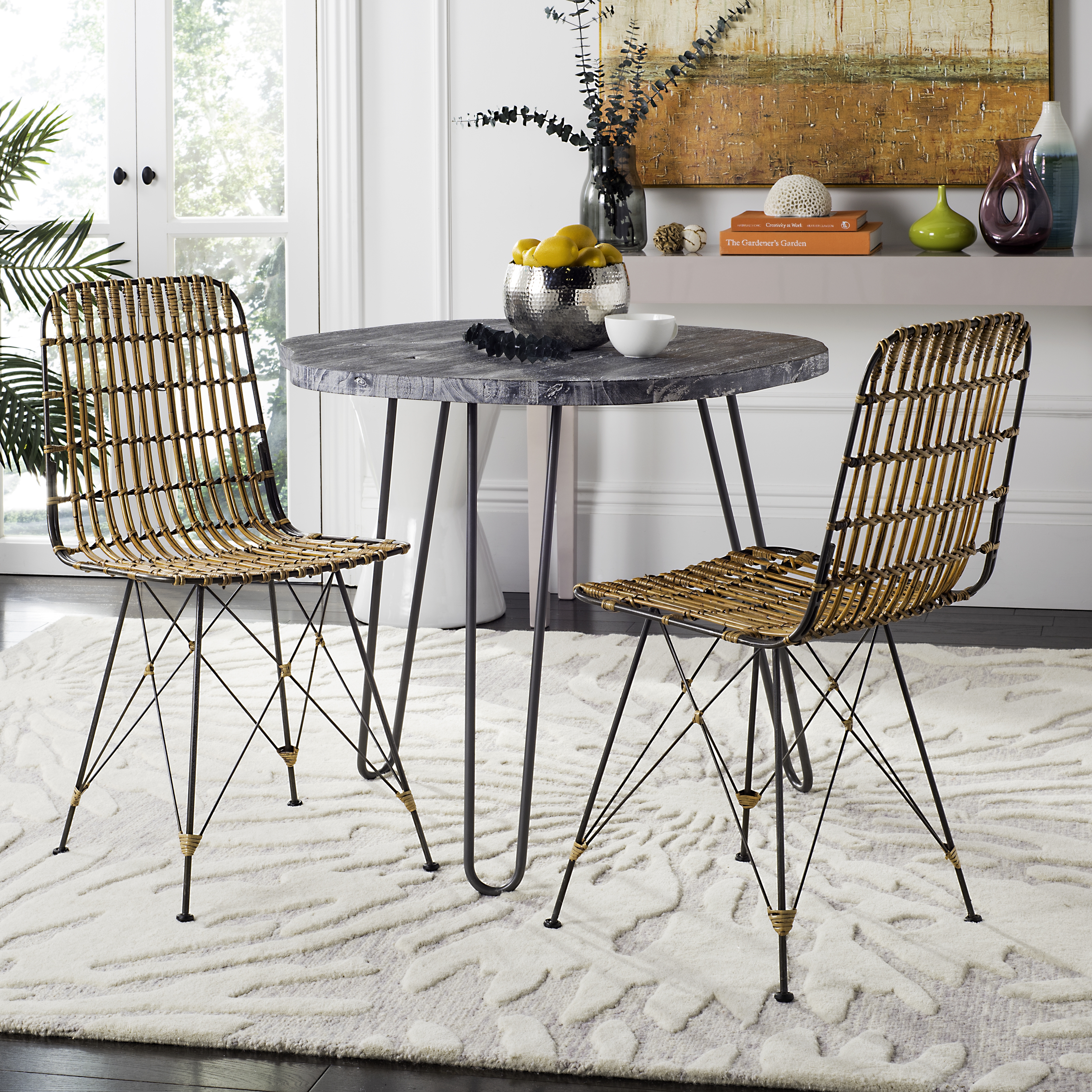 Minerva Wicker Dining Chair (Set of 2) - Natural Brown Wash - Safavieh - Image 1
