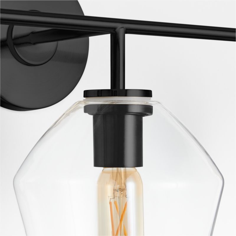Arren Black 3-Light Wall Sconce with Clear Angled Shades - Image 3