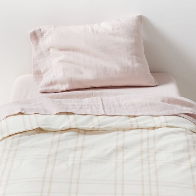Stax Elegant Pink Yarn-Dyed Organic Cotton Toddler Duvet Cover - Image 0