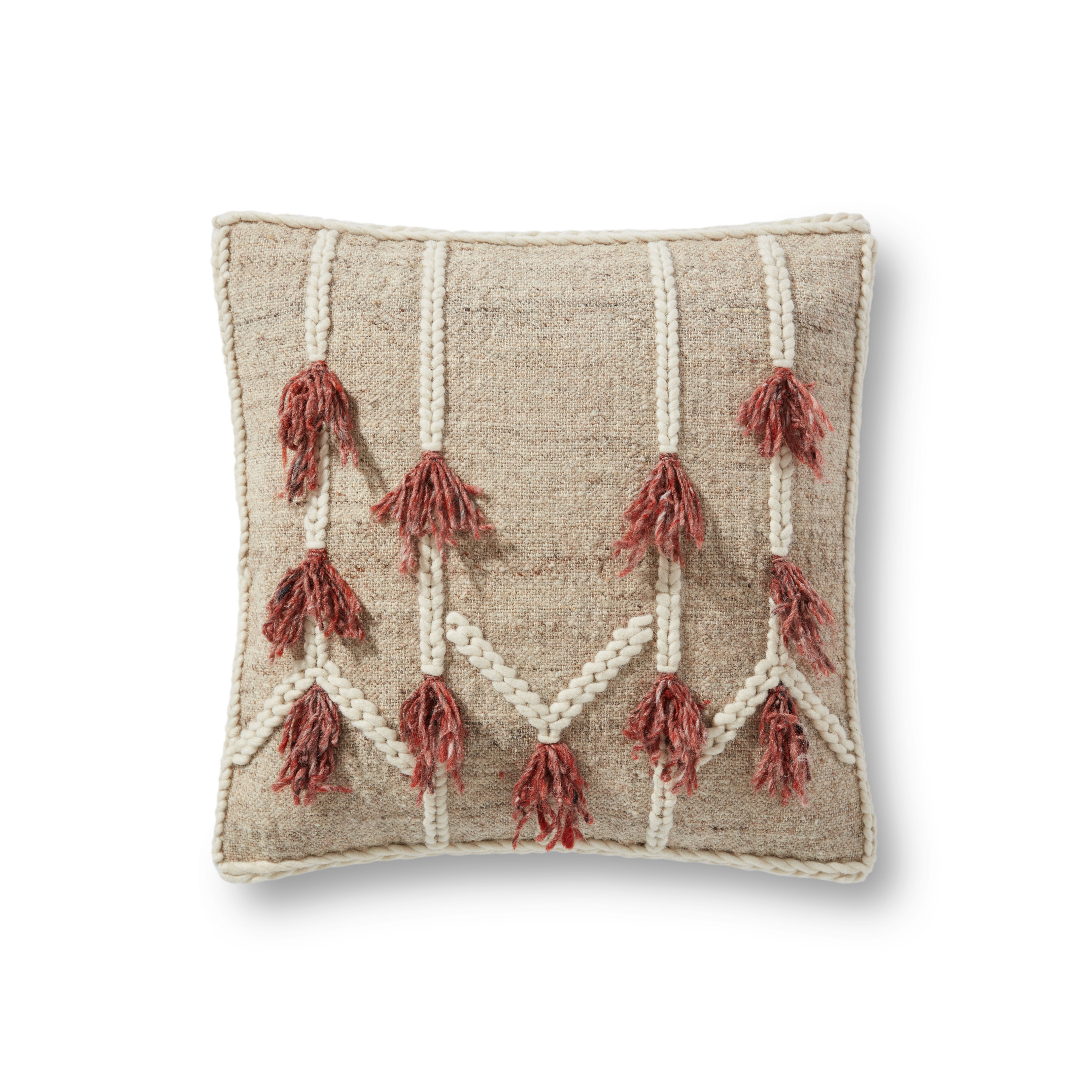 PILLOWS PED0013 NATURAL / RUST 18" x 18" Cover Only - Image 0