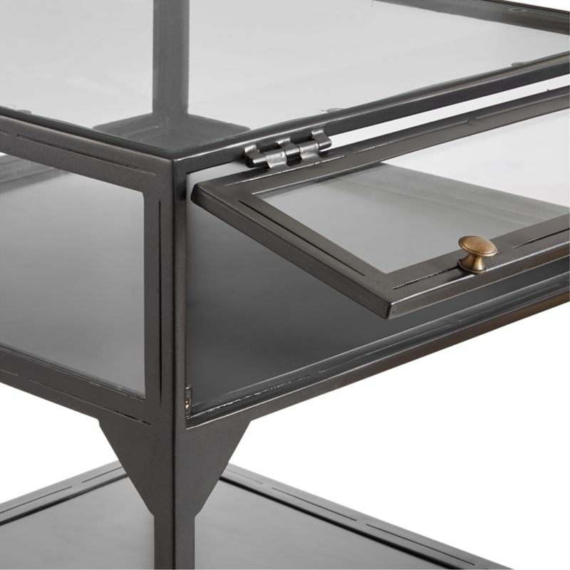 Ventana Black Glass Display End Table with Shelf - Image 2