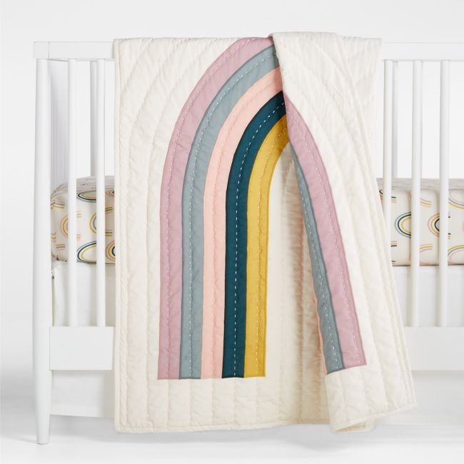 Asha Organic Cotton Rainbow Baby Crib Quilt - Image 0
