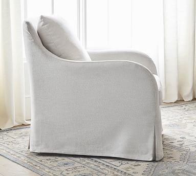 Kelsey Slipcovered Armchair, Polyester Wrapped Cushions, Park Weave Ash - Image 2