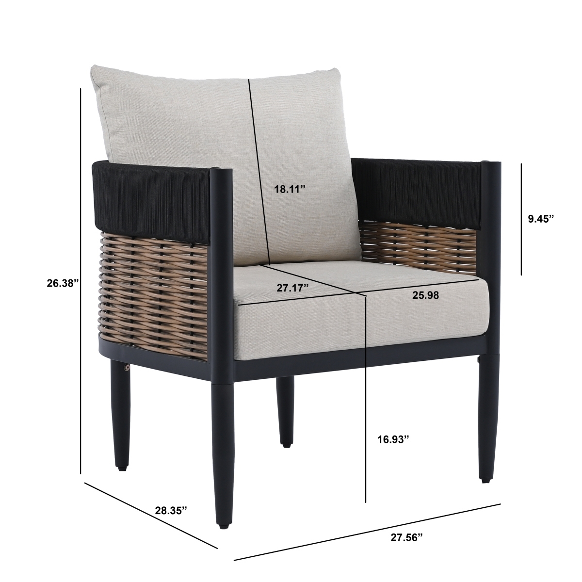 Harrison Indoor-Outdoor Chair, Set Of 2 - Black/Taupe - Image 9