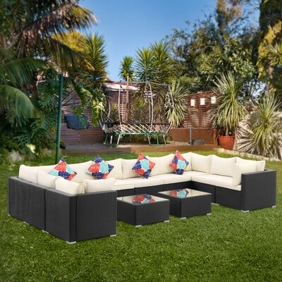 Hallacy 12 Piece Rattan Sectional Seating Group with Cushions - Image 0