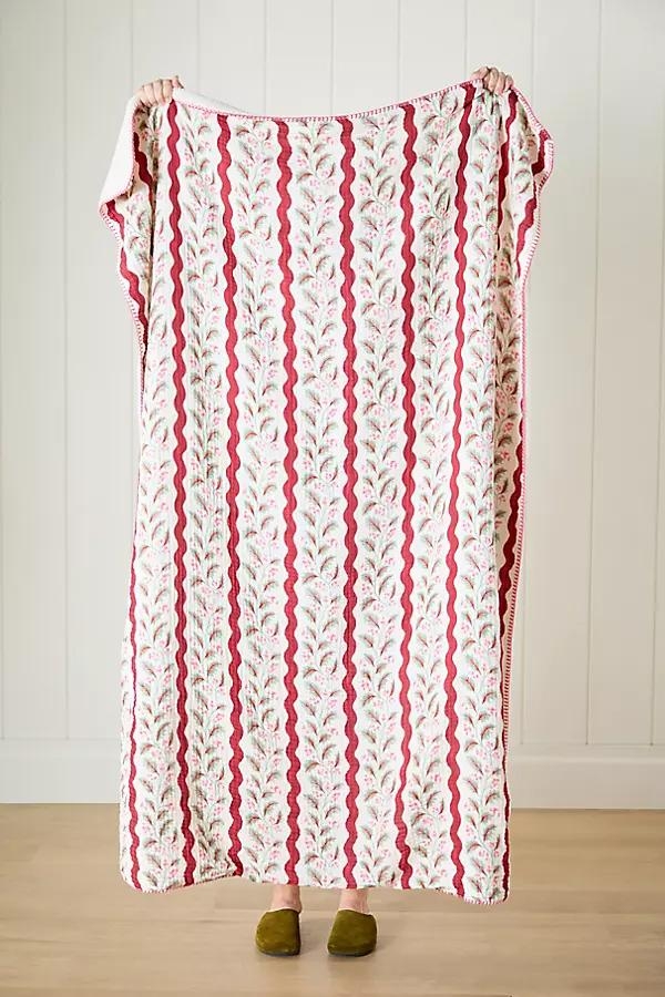 Gauze Cotton Sherpa Floral Printed Throw Blanket - Image 0