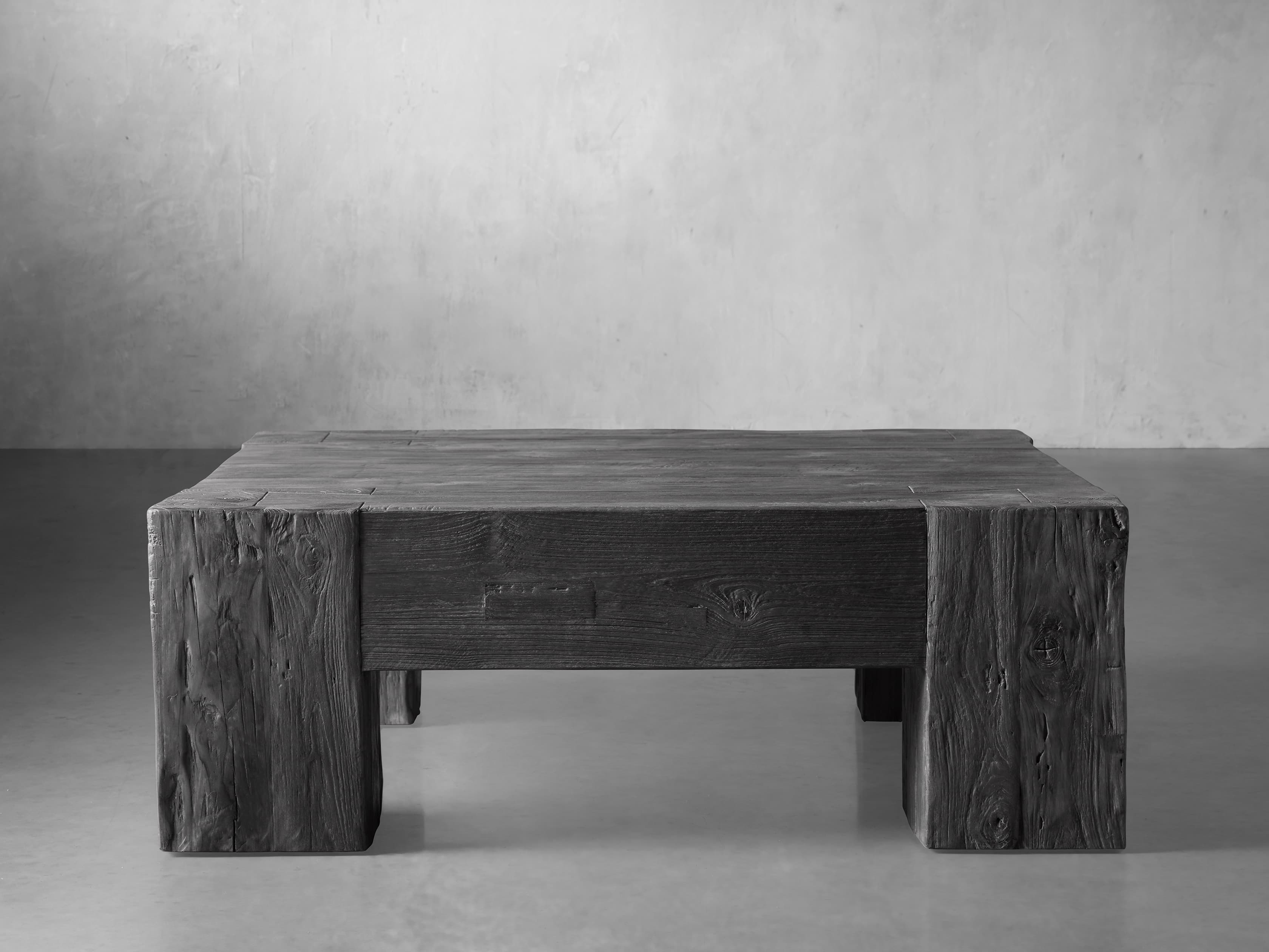 Ubud Square Coffee Table in Wood Gray  Shou Sugi Ban/42" - Image 0