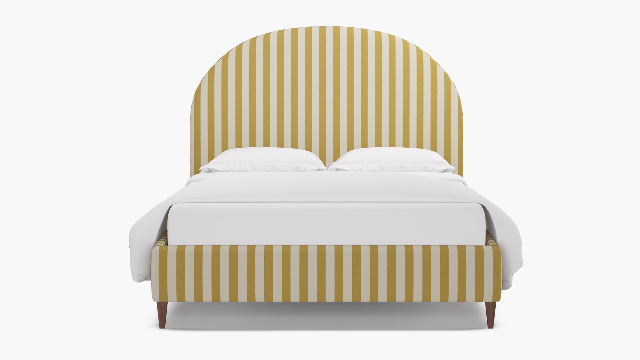 Demilune Bed, Citrine Cabana Stripe, Walnut Square Tapered Leg, King - Image 0