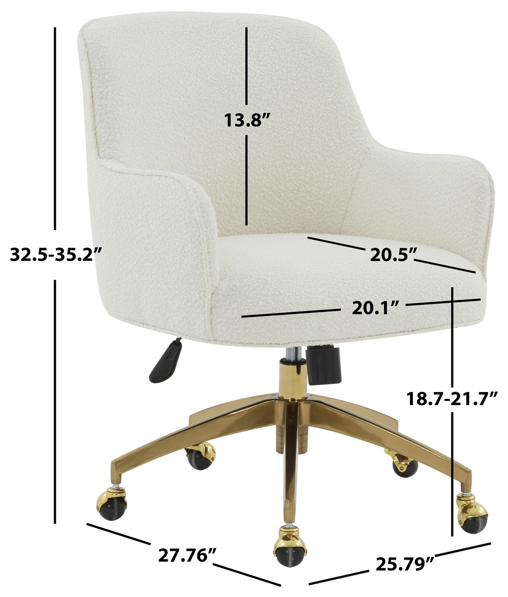 Kierstin Boucle Adjustable Swivel Desk Chair - Ivory/Gold - Image 5