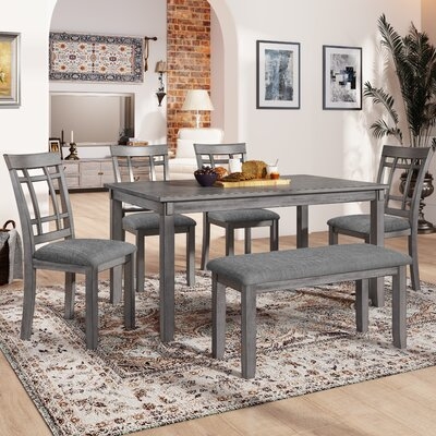 6 Piece Wooden Dining Table Set, Kitchen Table Set With 4 Chairs And Bench, Farmhouse Rustic Style - Image 0