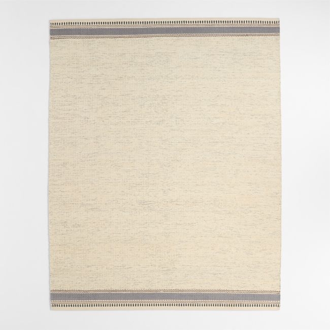 Border Stripe Slate Blue Chenille Kids Area Rug 6'x9' - Image 0