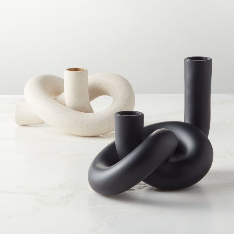 Asha Black Knotted Double Taper Candle Holder - Image 3
