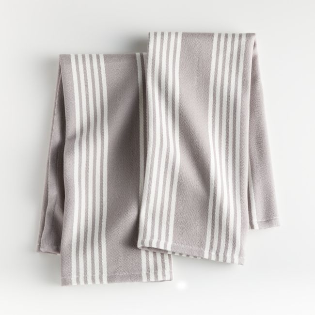 Grey Stripe Dish Towels, Set of 2 - Image 0