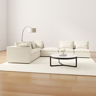 Harmony Modular Left Arm Sofa, Down, Twill, Sand, Concealed Supports - Image 1