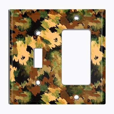 Metal Light Switch Plate Outlet Cover (Green Artistic Camo - Single Toggle Single Rocker) - Image 0