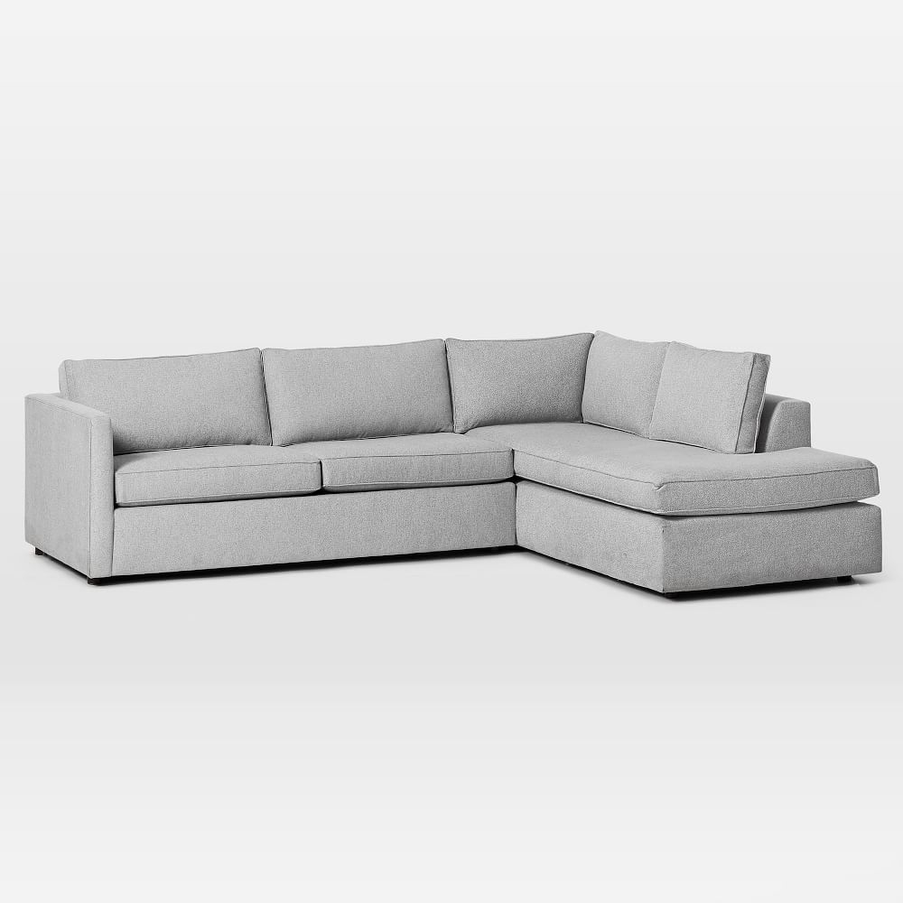 Harris Sectional Set 11: LA 75" Sofa, RA Terminal Chaise, Poly , Chenille Tweed, Storm Gray, Concealed Supports - Image 0