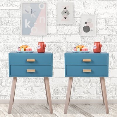 Palmea 24.8H 2 Pcs Modern Wood Side End Table Nightstand For Bedroom Living Room" - Image 0